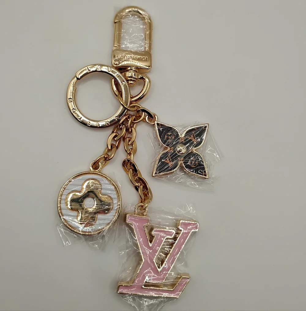 Louis Vuitton Pink & Gold Logo Keychain Charm - Picture 2 of 5